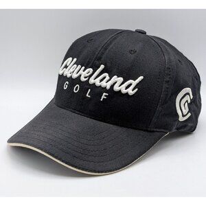Cleveland Golf Black & White Distressed Adjustable Strap Back Hat Cap Dad